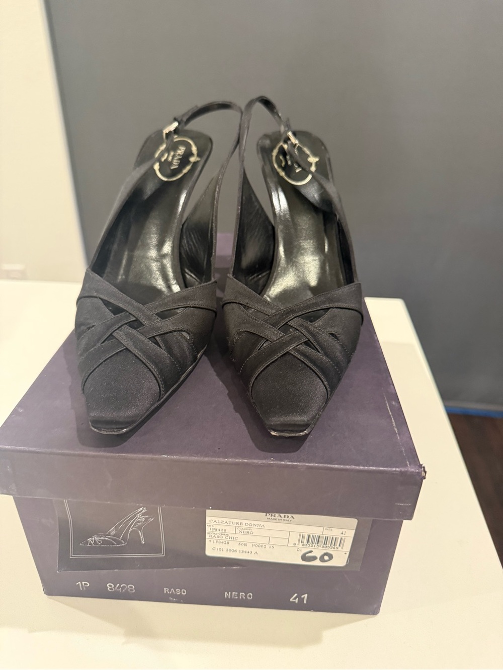 PRADA Black Vintage Pointed-Toe Slingback Pumps